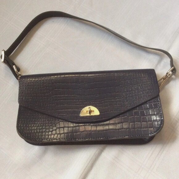 Vintage Cambridge Satchel handbag clutch convertible in blue patent leather - Picture 1 of 3